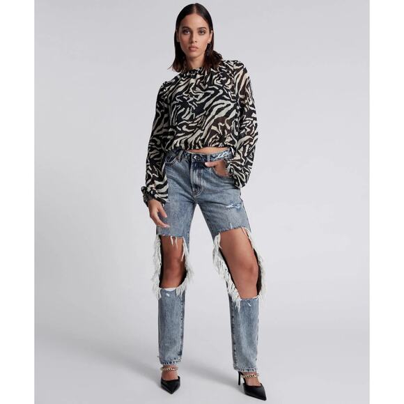 One Teaspoon NWT Awesome Baggies High Waist Denim Jean Blue Blossom Sz31 RET$170 - Picture 1 of 8